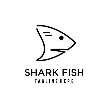 Soyut köpekbalığı soyut balık illüstrasyonları modern ve geometrik çizgiler çizer.