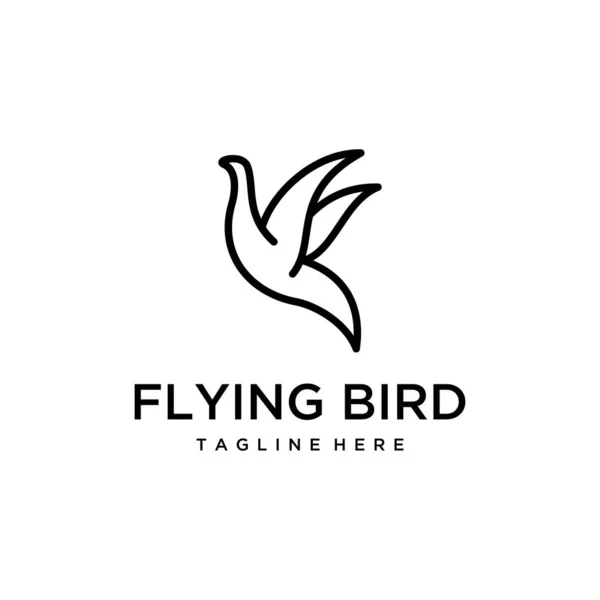 Kanat Siluet Çizgisi Logosuyla Uçan Soyut Kuşun Tasviri — Stok Vektör