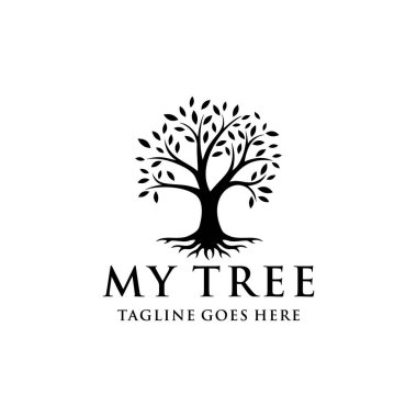 Doğanın resmedilmiş hali Meşe Ağacı Amblemi logo tasarımı vintage 