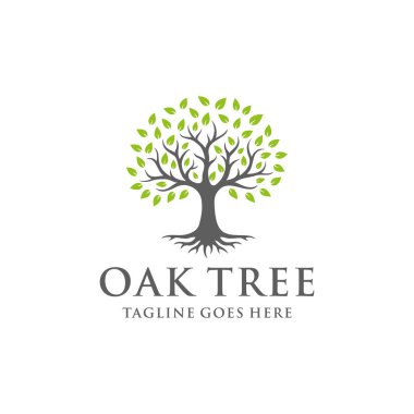 Doğanın resmedilmiş hali Meşe Ağacı Amblemi logo tasarımı vintage 