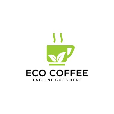 Kahve fincanı logosu tasarımı Vektör Yaprak ağaç işaret şablonu 
