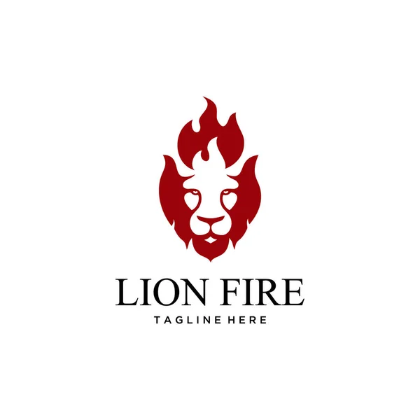 Illustration Eines Abstrakten Löwenkopfes Einem Großen Feuer Logo Design — Stockvektor