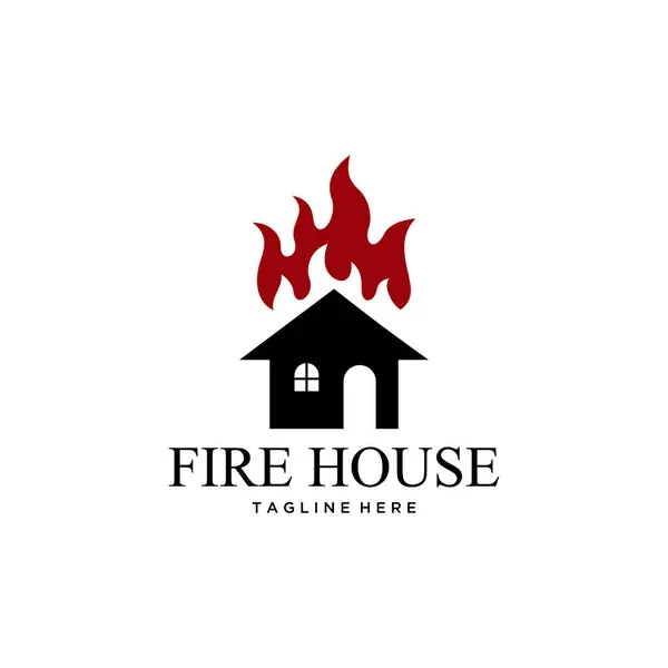 Ilustración Letrero Casa Con Gran Diseño Logotipo Llama Fuego — Vector de stock