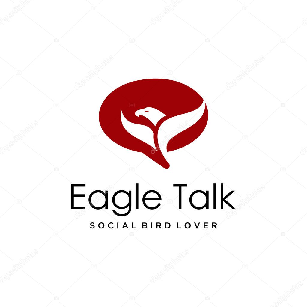 Illustration of abstract bubble talk signs with an eagle in them.