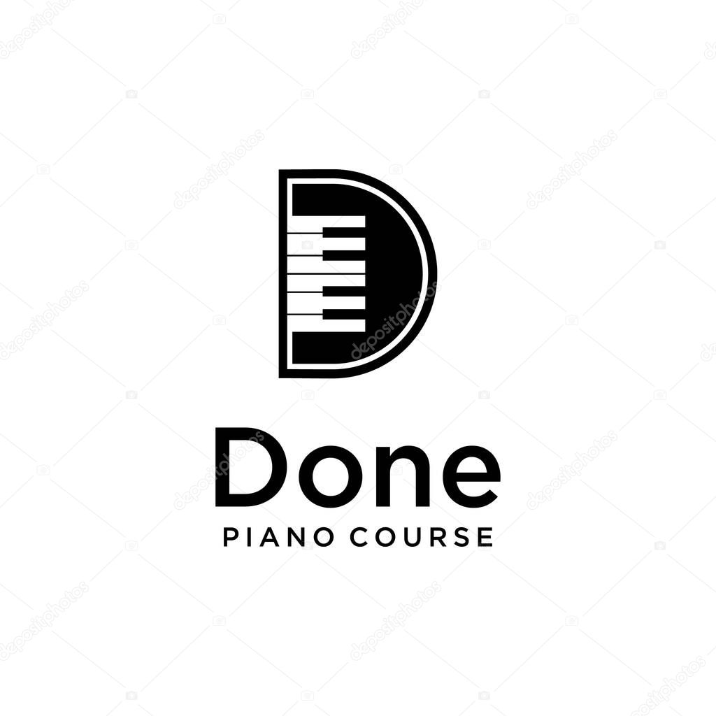 Grand piano design logo template Vector sign D illustration design logo.