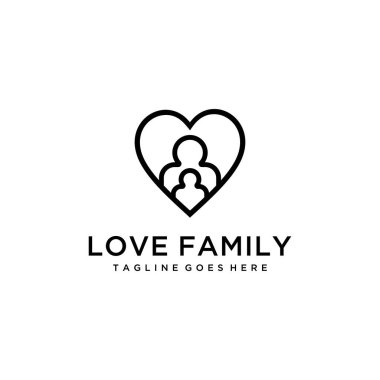 Kalp işareti tasarımı Vektör illüstrasyonlu yaratıcı modern aile sembolü.