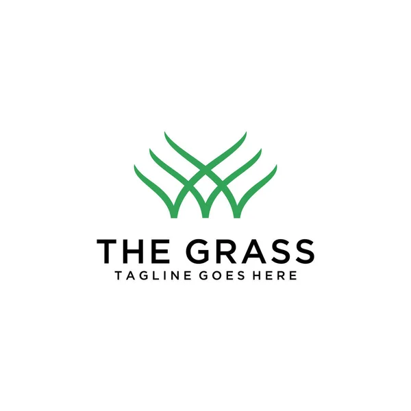 Natuur Groen Gras Logo Template Ontwerp Vector Illustratie — Stockvector