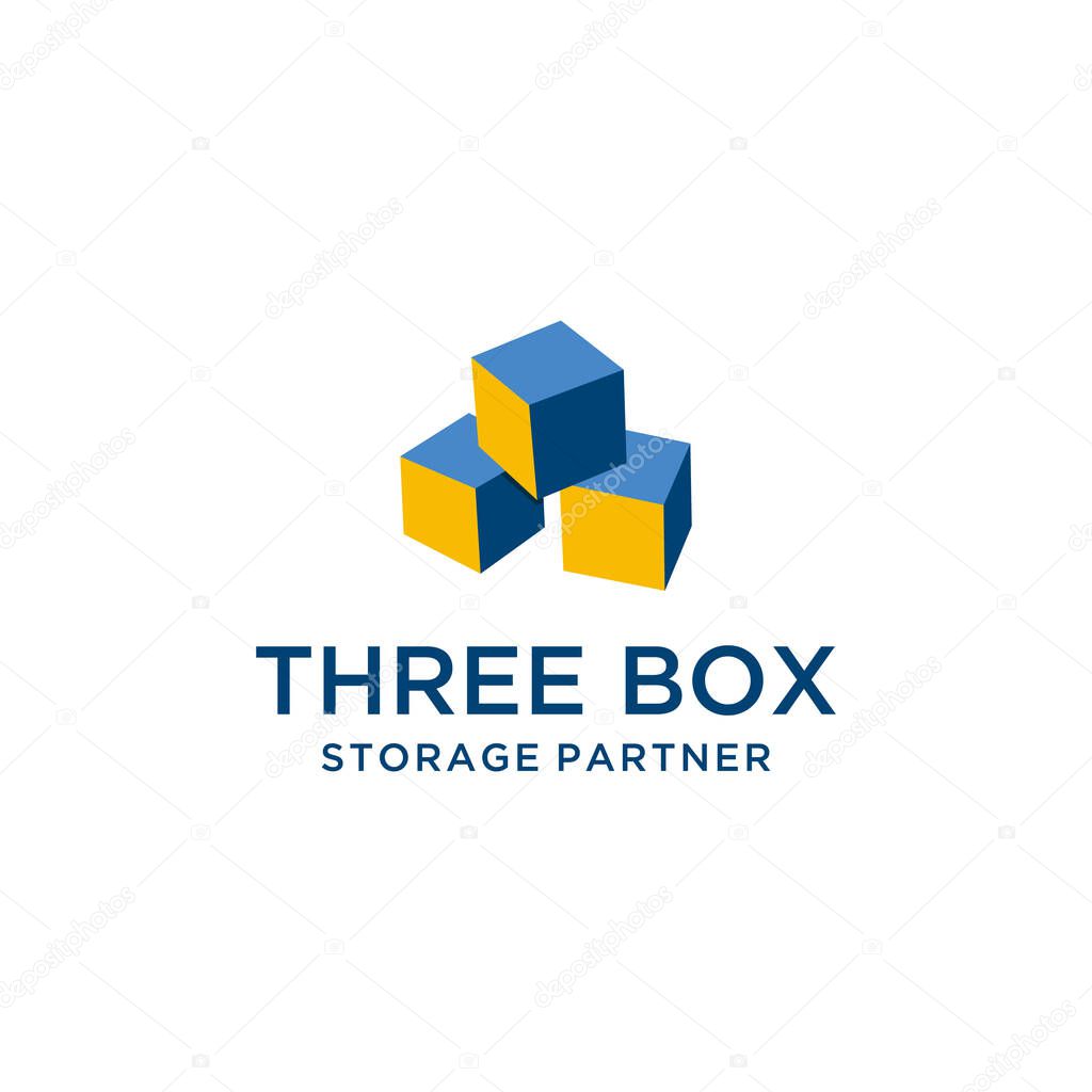 Creative modern Three box logo design sign vector template
