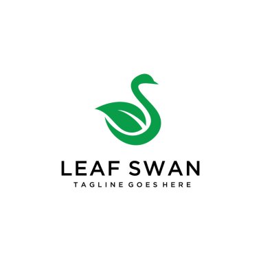 Görüntü Basit Temiz Yeşil Yaprak Kuğu logosu Tasarımı