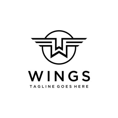 Çizim soyut modern W işareti kanatları geometrik logo tasarımı.