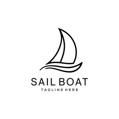 Basit yelkenli dhow gemi hattı sanat logosu tasarımı