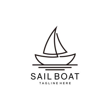 Basit yelkenli dhow gemi hattı sanat logosu tasarımı