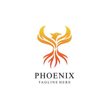 Phoenix siluet yangın logosu - Vektör logosu şablonu