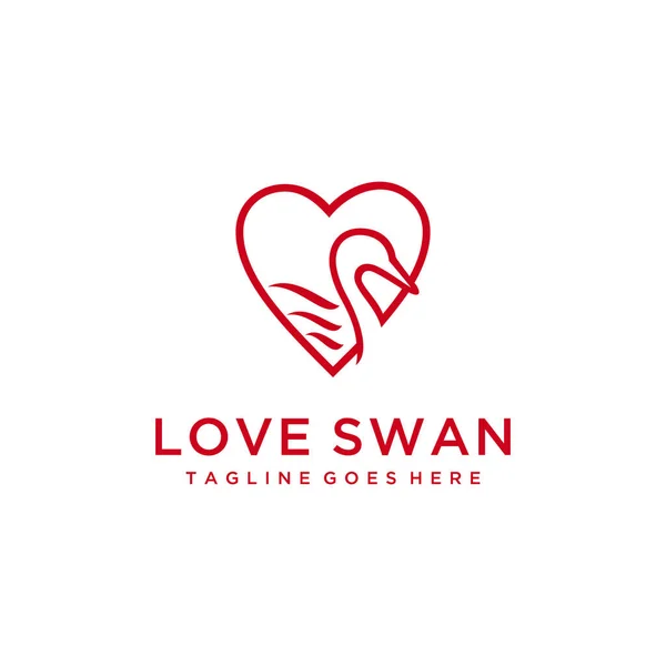 Illustration Simple Clean Love Swan Logo Heart Sign Design — Stock Vector