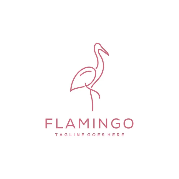 Εικονογράφηση Minimalist Flamingo Πουλί Λογότυπο Πρότυπο Γραμμή Τέχνη — Διανυσματικό Αρχείο