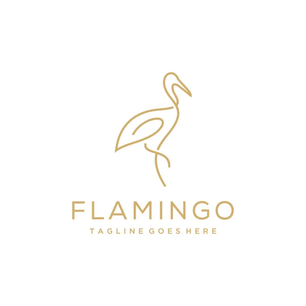 Εικονογράφηση Minimalist Flamingo Πουλί Λογότυπο Πρότυπο Γραμμή Τέχνη — Διανυσματικό Αρχείο
