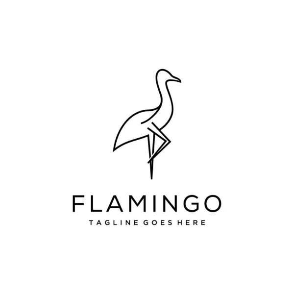 Illustration Minimalist Flamingo Bird Logo Template Line Art — Stock Vector