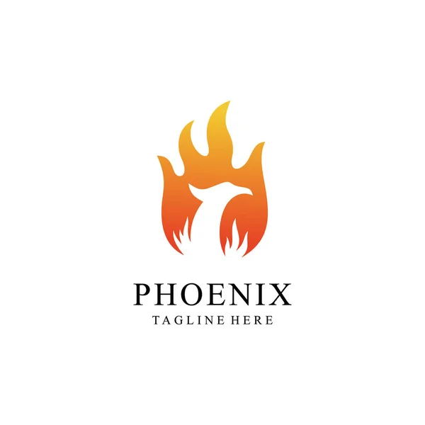 Phoenix Siluet Yangın Logosu Vektör Logosu Şablonu — Stok Vektör