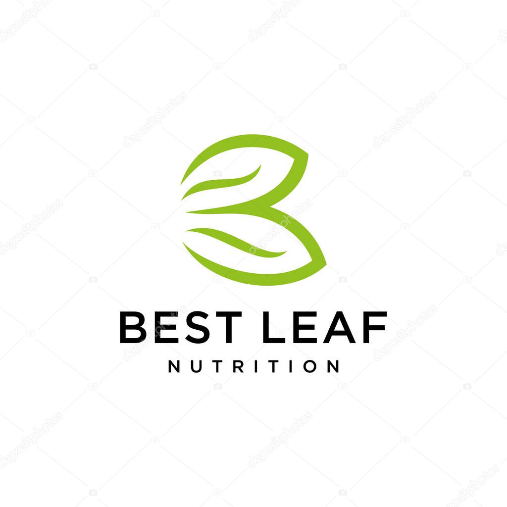 Modern leaf design logo concept with B nature sign