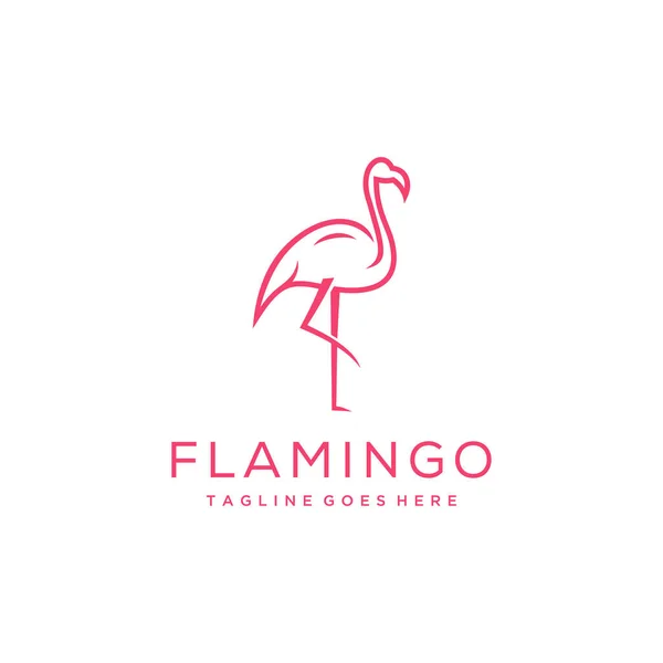 Modèle Minimaliste Luxe Flamant Rose Oiseau Ligne Art Logo — Image vectorielle