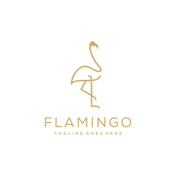 Minimalistische Luxe Flamingo Vogel Lijn Kunst Logo Template — Stockvector