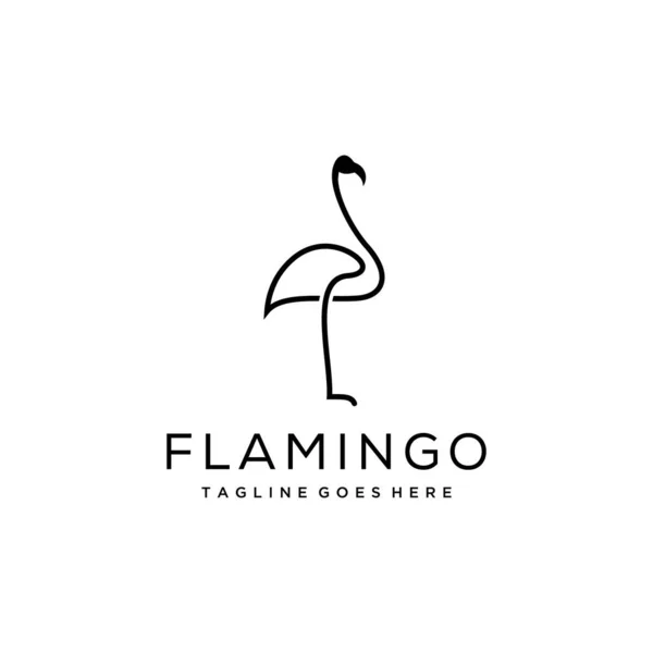 Minimalistische Luxe Flamingo Vogel Lijn Kunst Logo Template — Stockvector