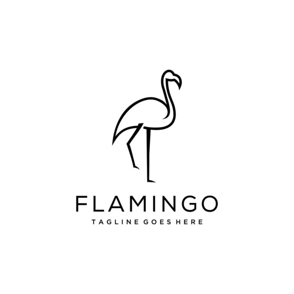 Minimalist Πολυτέλεια Flamingo Πουλί Γραμμή Τέχνη Λογότυπο Πρότυπο — Διανυσματικό Αρχείο