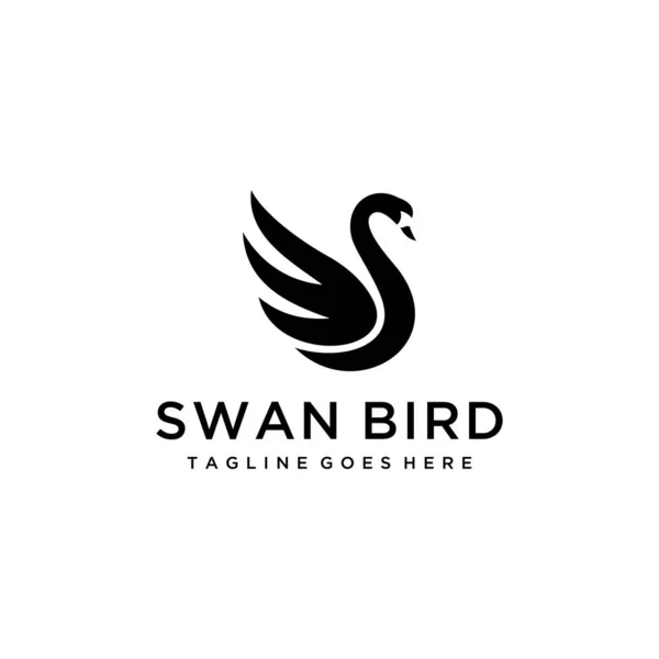 Illustration Simple Luxury Swan Bird Silhouette Logo Design Template — Stock Vector