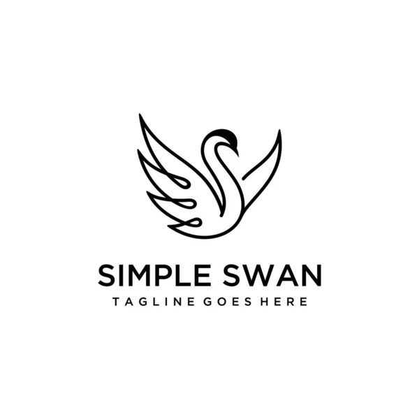 Illustration Modèle Conception Logo Silhouette Oiseau Cygne Luxe Simple — Image vectorielle