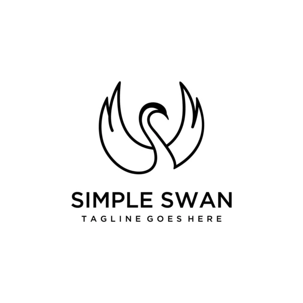 Illustration Modèle Conception Logo Silhouette Oiseau Cygne Luxe Simple — Image vectorielle
