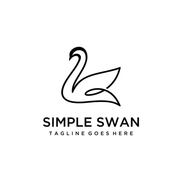 Illustration Modèle Conception Logo Silhouette Oiseau Cygne Luxe Simple — Image vectorielle