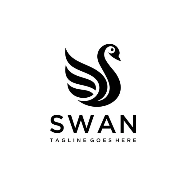 Illustration Simple Luxury Swan Bird Silhouette Logo Design Template — Stock Vector