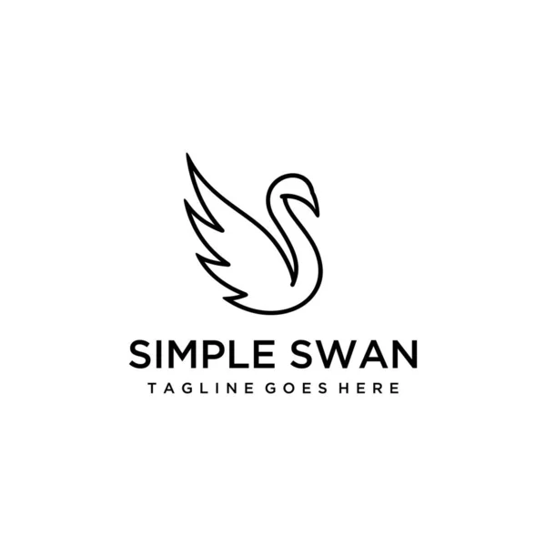 Illustratie Eenvoudige Luxe Zwanen Vogel Silhouet Logo Ontwerp Template — Stockvector