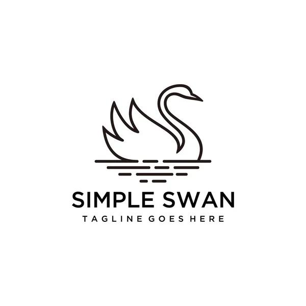 Illustration Simple Luxury Swan Bird Silhouette Logo Design Template — Stock Vector