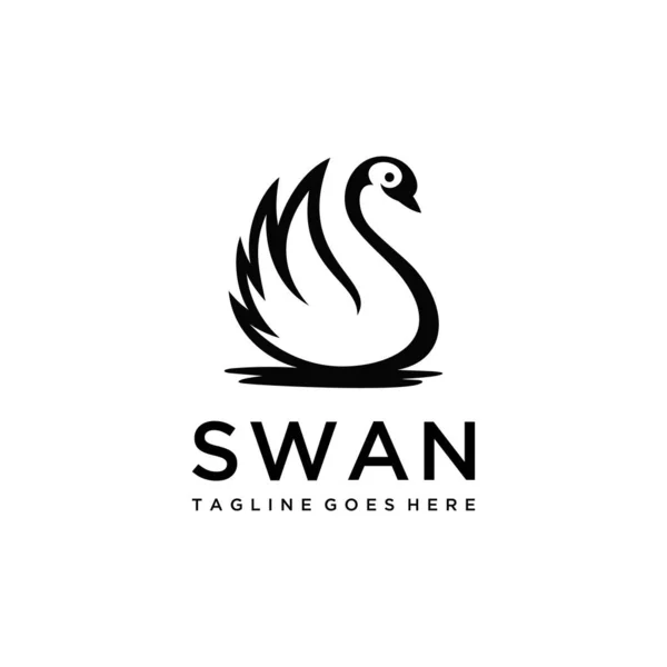 Görüntü Basit Lüks Kuğu Silueti Logo Tasarım Şablonu — Stok Vektör
