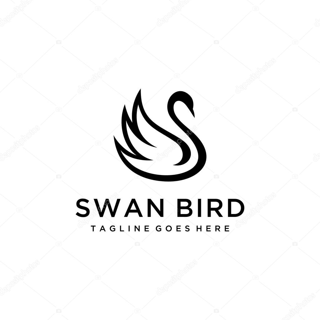 Illustration Simple luxury swan bird silhouette logo design template