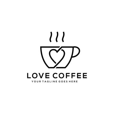 Kahve logosu tasarımı Vector Heart işaret şablonu