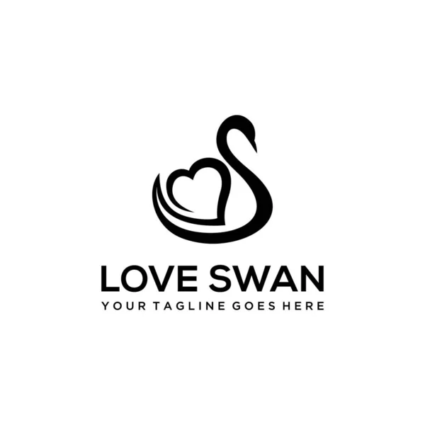 Illustration Luxury Simple Clean Love Swan Animal Logo Design — Stock Vector