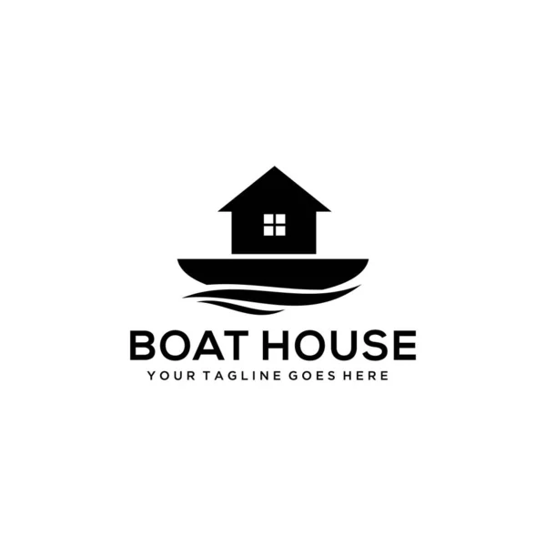 Dhow Ship Line Art House Logo Design — 스톡 벡터