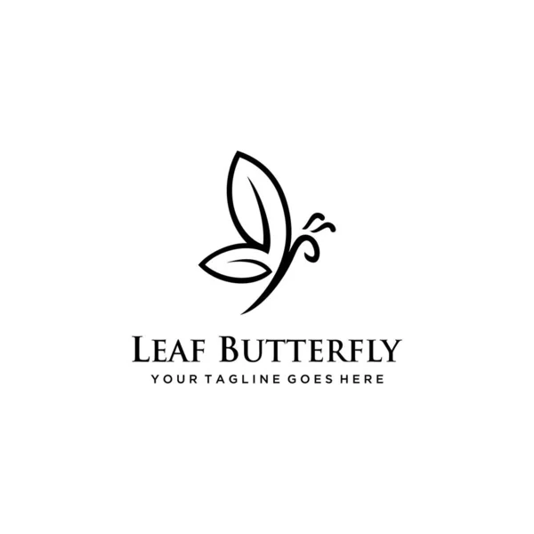 イラスト葉蝶のシルエットロゴテンプレート高級ベクトルデザイン — ストックベクタ