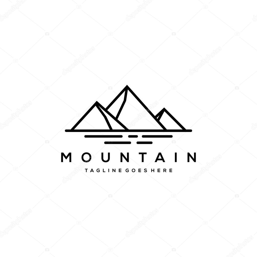 Illustration Simple Mountain Logo with modern lake Design Vector