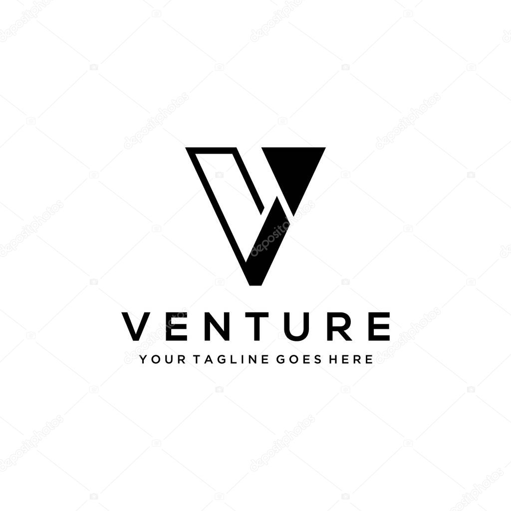 Illustration modern V sign geometric logo design