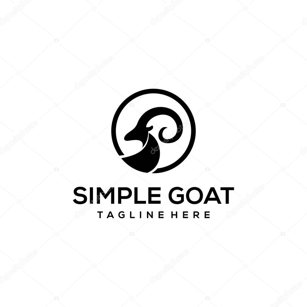 Illustration goat silhouette on circle sign logo icon design vector