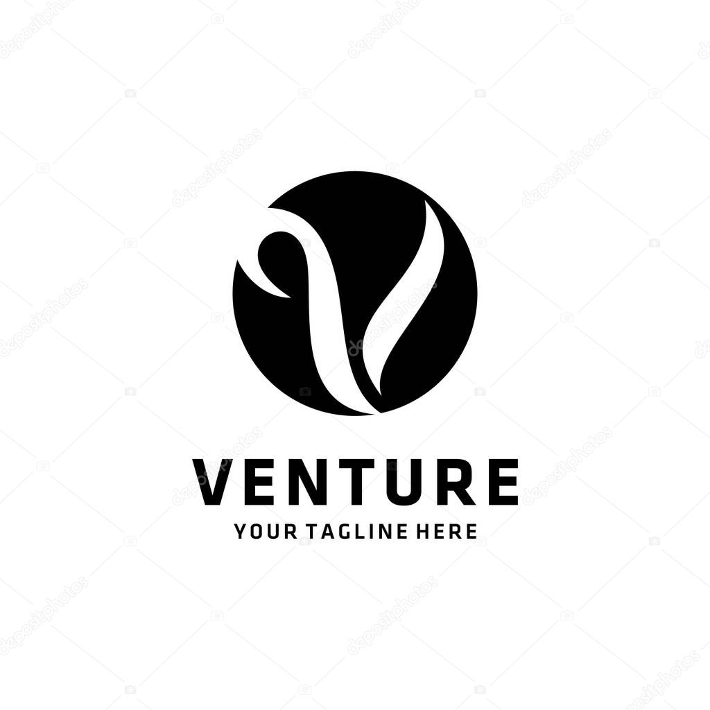 Illustration modern V circle sign Luxury logo design template