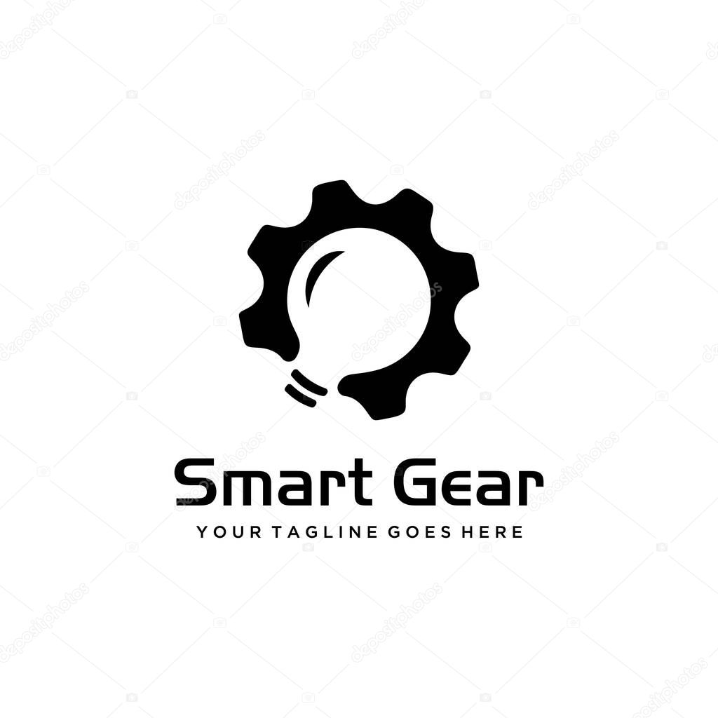 Illustration modern gear light bulb logo icon vector sign industrial