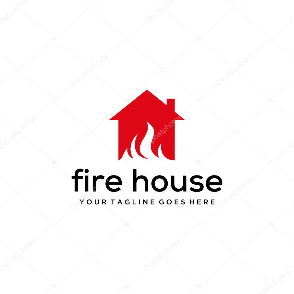 Illustration Modern fire house Property and Construction Logo design