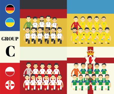 Oyuncular takım bayrakları kümesi ile