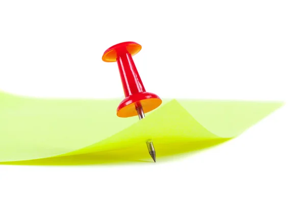 Yellow Post it Note with Red Push Pin — Stock Photo, Image