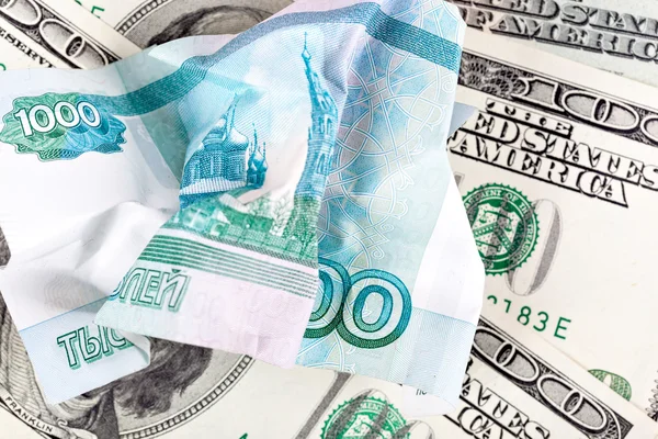 Dólar y rublo — Foto de Stock