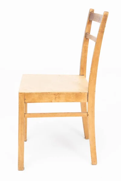 Wooden chair from turn of 70s and 80s from previous century in brown color. Polish design and production. View from the side — Stock Photo, Image